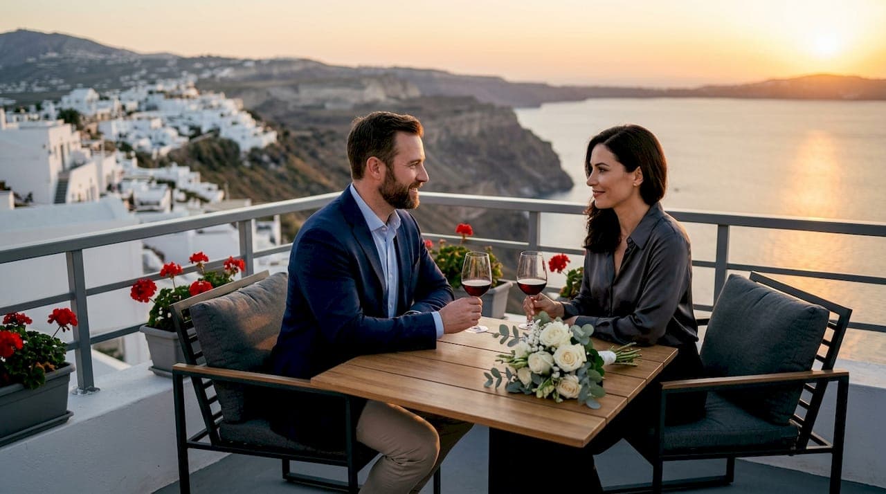 Santorini villa sunset view selection guide
